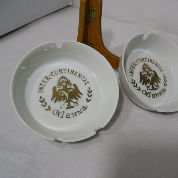 Set of 2 Vintage Inter-Continental Hotel Vienna Austria Ashtrays Ash Trays - Picture 2 of 8